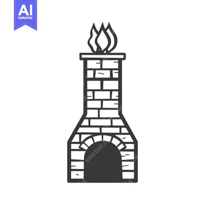 Popular premium asset: A detailed architectural illustration of a brick chimney with flames