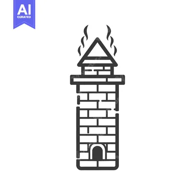Aset premium populer: Simple illustration depicting a brick chimney with smoke coming out