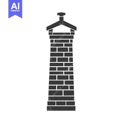 Premium design asset: A monochrome depiction of a tall brick chimney illustration