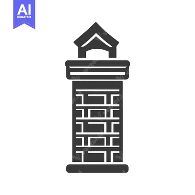Aset desain premium: A Simple Graphic Depicting a Tall Brick Chimney Structure