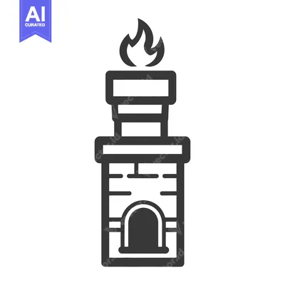 Aset desain premium: A graphic illustration of a stylized brick chimney with flames