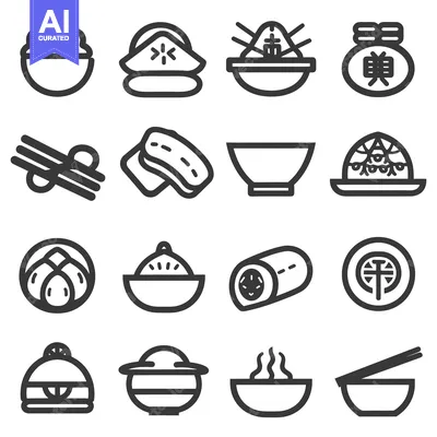 Aset premium populer: Simple monochrome illustrations showcasing various culinary dishes and
