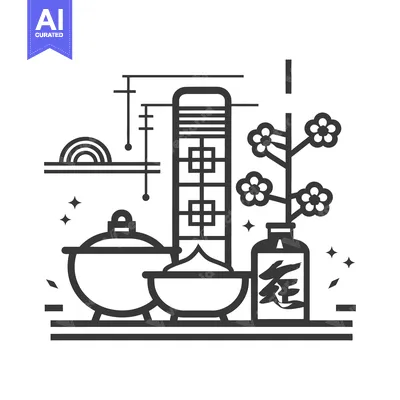 Aset premium populer: A stylized depiction of traditional Asian cultural elements