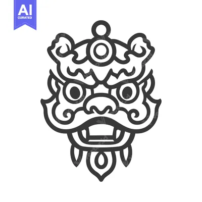 Aset desain premium: A stylized illustration of a mythical dragon animal face