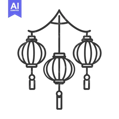 Three decorative lanterns hanging together from a curved supporting st