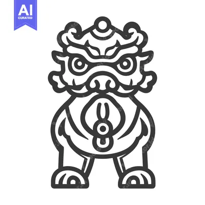 Popular premium asset: Stylized Illustration Depicting A Mythical Guardian Creature In Outlin