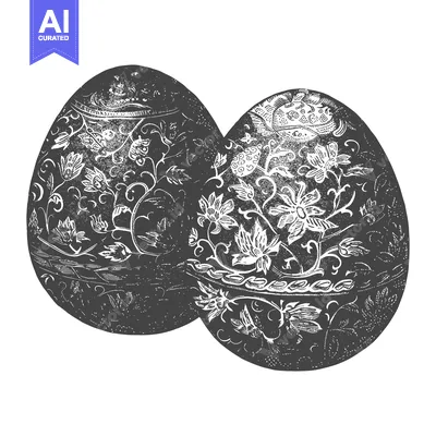 Aset premium populer: Two Ornate Eggs Displaying Intricate Floral Designs