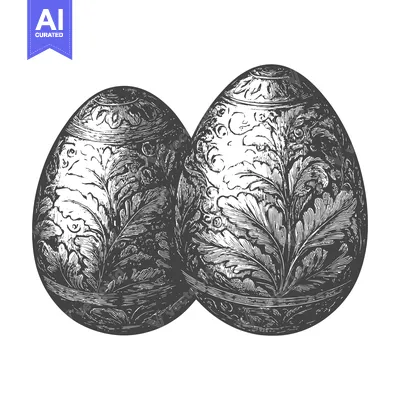 Premium design asset: Two Ornate Easter Eggs With Floral Designs
