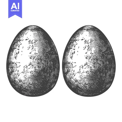 Aset desain premium: Two Eggs Drawn In A Detailed Etched Style