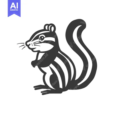 Aset premium populer: A standing illustrated chipmunk with black and white stripes on its bo