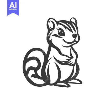 Aset desain premium: A stylized illustration depicting a friendly squirrel standing upright