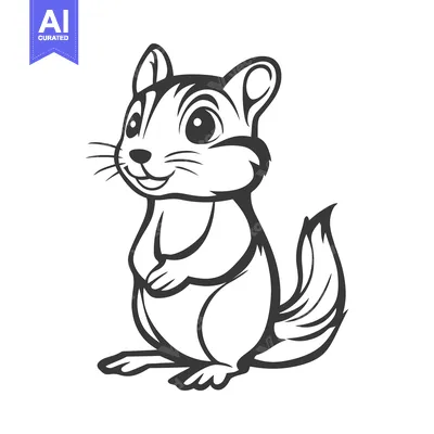 Premium design asset: Adorable standing chipmunk with smiling expression and a fluffy tail