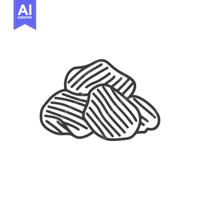 Crisp Outline: Stacked Potato Chips in Minimalist Style