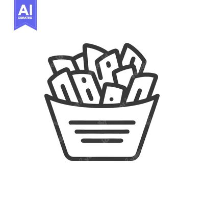 Premium design asset: Minimalist French Fries Icon: Bold Outline, Paper Container, Fast Food