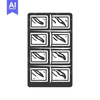 Aset desain premium: A monochrome illustration depicts a segmented object with inner detail