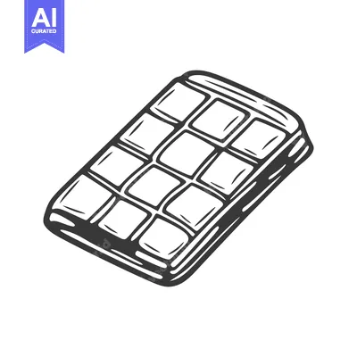 Popular premium asset: A detailed monochrome illustration of a rectangular candy bar