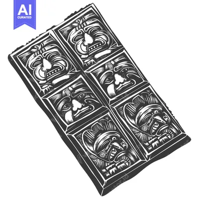 Premium design asset: Chocolate Bar with Carved Faces