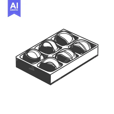 A box contains six gourmet chocolate bonbons ready to eat