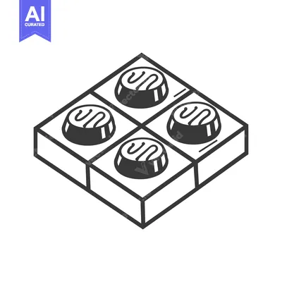 Premium design asset: Four small candies arranged on a square block in a pattern
