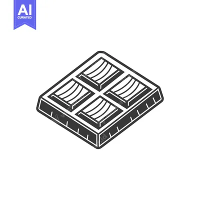Premium design asset: A single isometric black and white square chocolate bar illustration