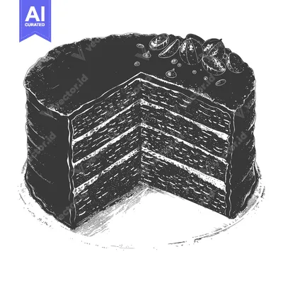 Aset desain premium: Delicious Chocolate Layer Cake with Nuts