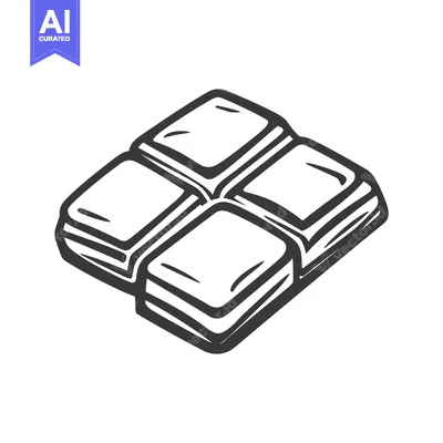 Aset desain premium: A monochrome illustration shows four square pieces of a food item