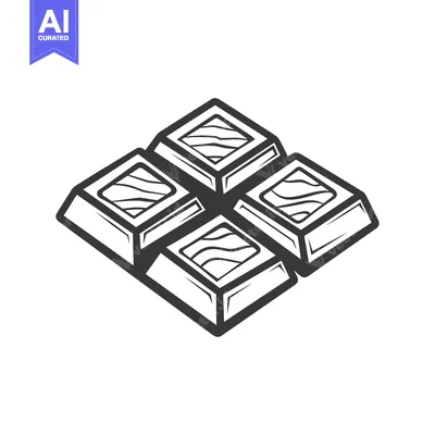 Aset desain premium: A simple illustration of a chocolate bar made into four squares