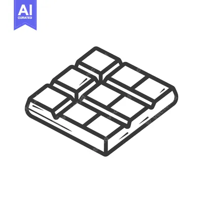 Premium design asset: An outlined image of a square segmented chocolate bar