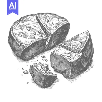 Aset desain premium: A detailed illustration of broken dark chocolate pieces