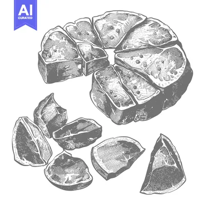Premium design asset: Sliced steak illustration showing seasoned beef cuts