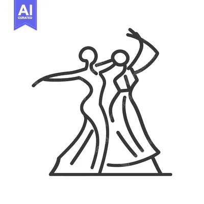 Aset desain premium: Elegant abstract linear illustration of two figures dancing together