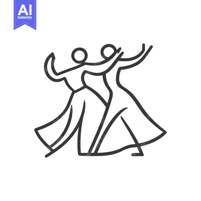 Premium design asset: Two stylized figures are gracefully dancing in elegant ballroom attire