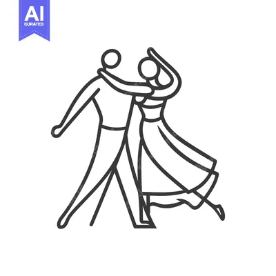 Premium design asset: A Couple Dancing Elegantly Together Depicted Through Simple Outlines