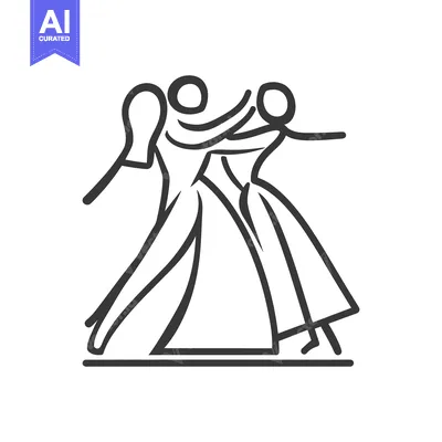 Aset premium populer: Black line drawing depicts two people ballroom dancing together