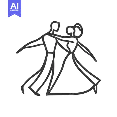 Premium design asset: A stylized black and white illustration of dancing partners