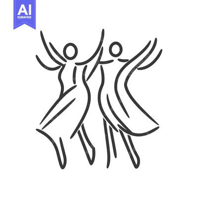 Aset premium populer: Two stylized figures dancing together in a graceful artistic pose