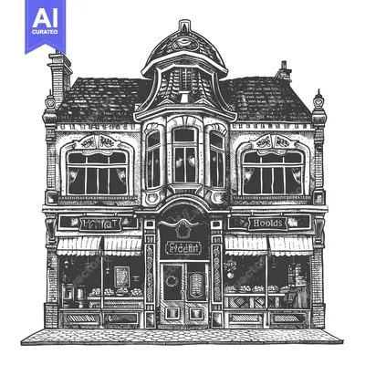 Aset desain premium: Elegant European style bakery building storefront design