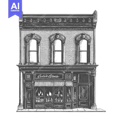 Aset premium populer: Elegant Brick Building Houses A Classic Cocktail Corner