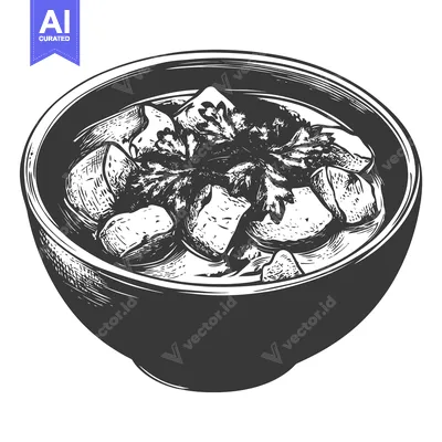 Aset premium populer: A Bowl of Delicious Stew with Herbs
