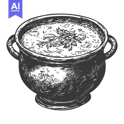 Popular premium asset: A Hand Drawn Illustration Of Soup In A Pot