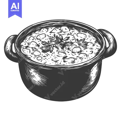 Aset premium populer: A Delicious Stew Served in a Rustic Pot