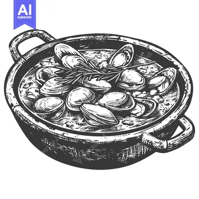 Aset desain premium: Delicious Seafood Stew in a Rustic Bowl