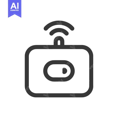 Aset desain premium: Minimalist Icon of a Smart Home Device with Wireless Signal