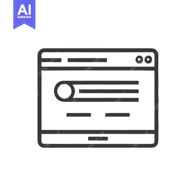 Minimalist Website Icon: Clean Line Art of Browser Window with Content