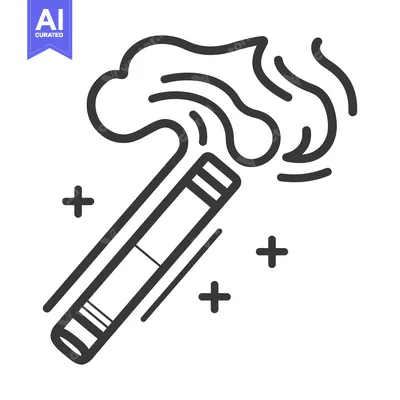 Premium design asset: A diagonal illustration of a burning cigar with smoke rising