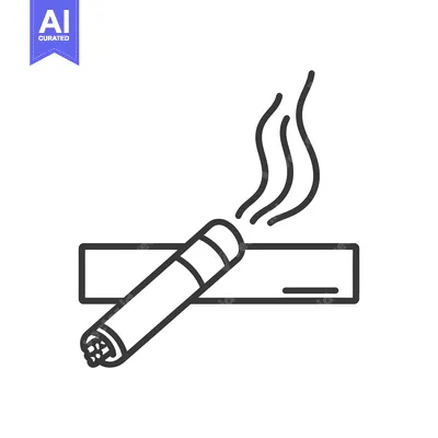 Aset desain premium: A lit cigar resting on an ashtray producing curling smoke