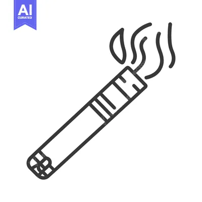 Aset premium populer: A simplified line drawing depicting a burning elongated smoking device