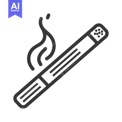 A graphic depiction of a lit cigarette emitting smoke