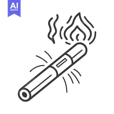 Popular premium asset: A lit and burning device with drawn smoke and flames emitting