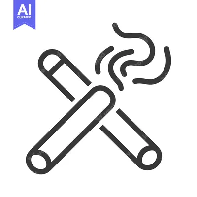 Aset desain premium: Two cigars with smoke are shown in a black graphic